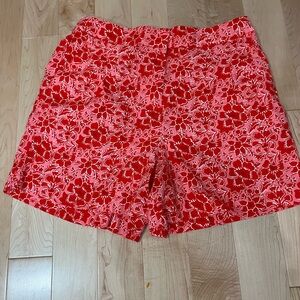 J. Crew Women’s High Rise Floral Print Short Pink Red Linen Blend Size 12